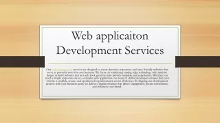 Web applicaiton Development Services