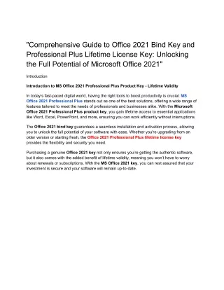 Comprehensive Guide to Office 2021 Bind Key and Professional Plus Lifetime License Key_ Unlocking the Full Potential of