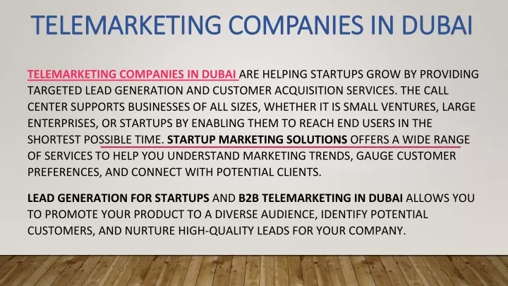 telemarketing companies in dubai