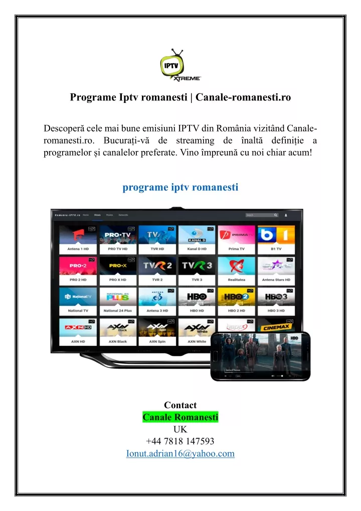 programe iptv romanesti canale romanesti ro