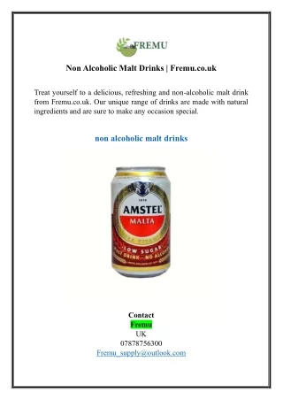 Non Alcoholic Malt Drinks | Fremu.co.uk