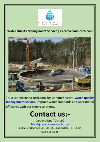 Water Quality Management Service  Ceramicnano-tech.com
