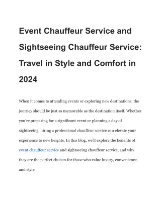 Event Chauffeur Service and Sightseeing Chauffeur Service_ Travel in Style and Comfort in 2024