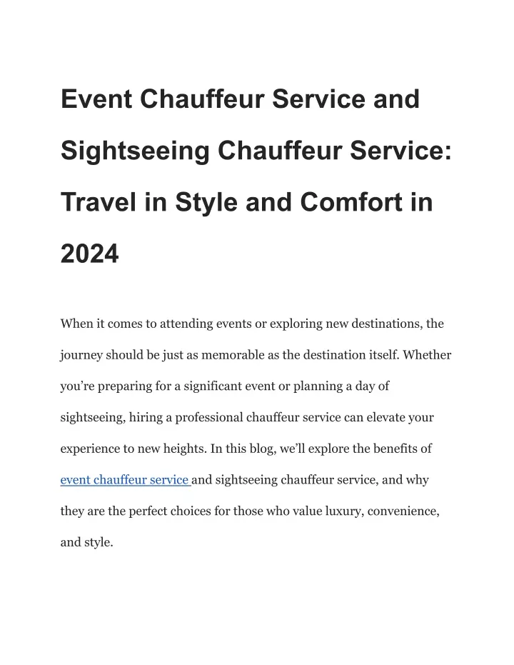 event chauffeur service and