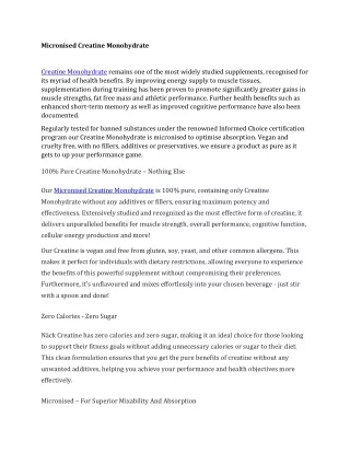 Micronised Creatine Monohydrate