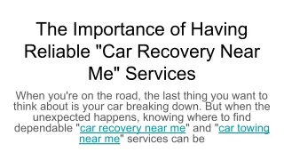 the importance of having reliable car recovery