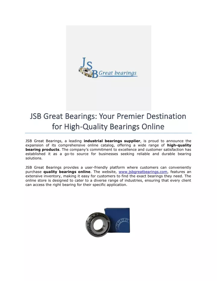 jsb great bearings your premier destination