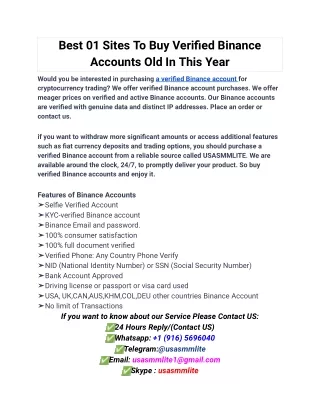 Best 01 Sites To Buy Verified Binance Accounts Old In This Year