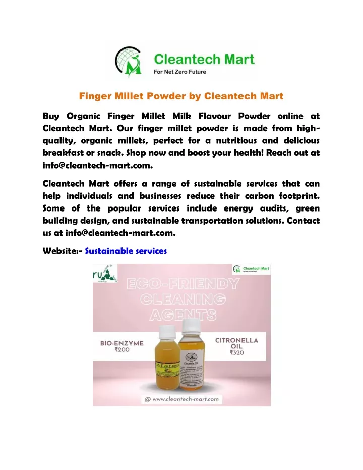 finger millet powder by cleantech mart