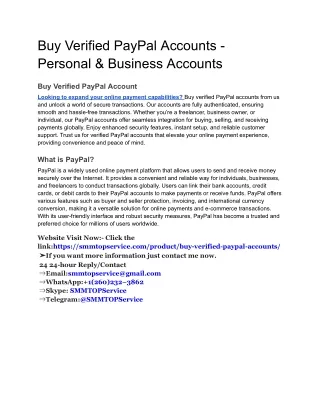 Buy Verified PayPal Accounts - Personal & Business Accounts