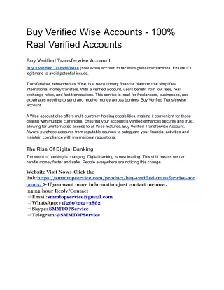 Buy Verified Wise Accounts - 100% Real Verified Accounts