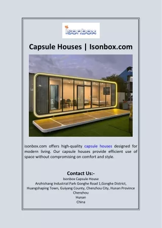 Capsule Houses  Isonbox.com