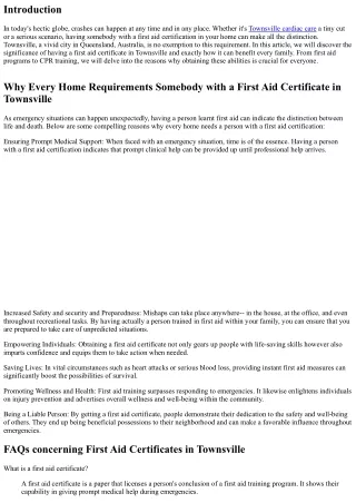 Why Every Family Requirements A Person with a First Aid Certificate in Townsvill