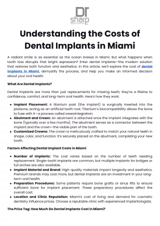 Understanding the Costs of Dental Implants in Miami