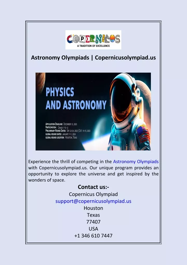 astronomy olympiads copernicusolympiad us