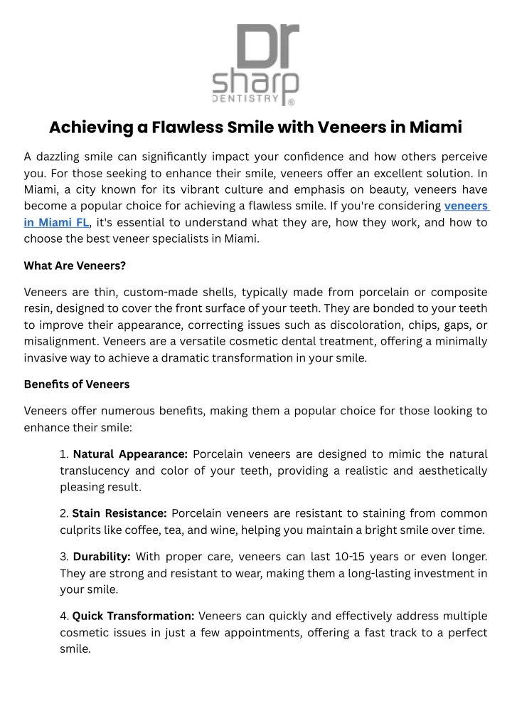 achieving a flawless smile with veneers in miami