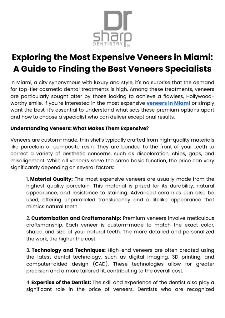 exploring the most expensive veneers in miami