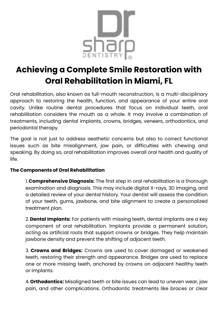 achieving a complete smile restoration with oral