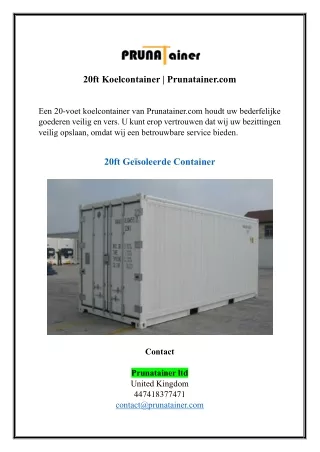 20ft Koelcontainer | Prunatainer.com