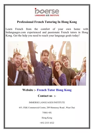 Professional French Tutoring In Hong Kong