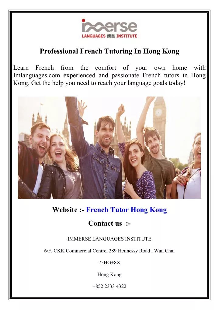 professional french tutoring in hong kong