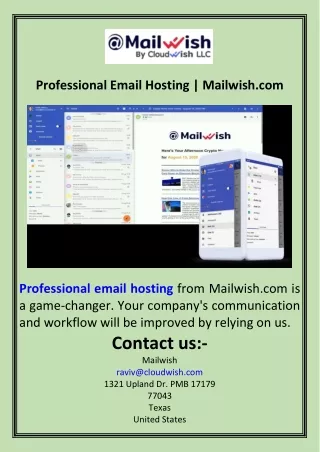 Professional Email Hosting  Mailwish.com