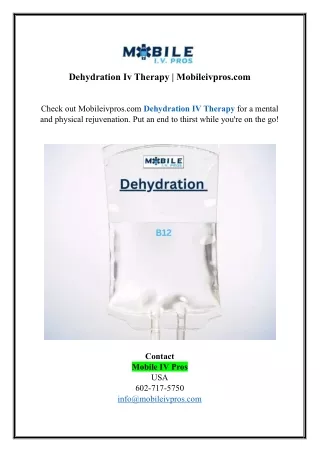 Dehydration Iv Therapy | Mobileivpros.com