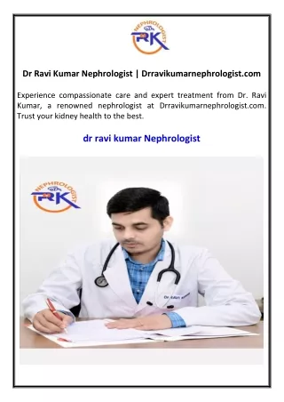 Dr Ravi Kumar Nephrologist  Drravikumarnephrologist.com