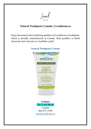 Natural Toothpaste Canada | Localboom.ca