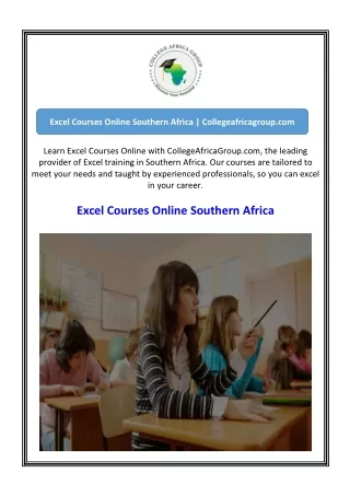 Excel Courses Online Southern Africa  Collegeafricagroup.com