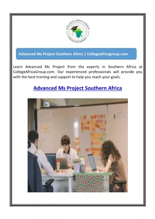 Advanced Ms Project Southern Africa  Collegeafricagroup.com