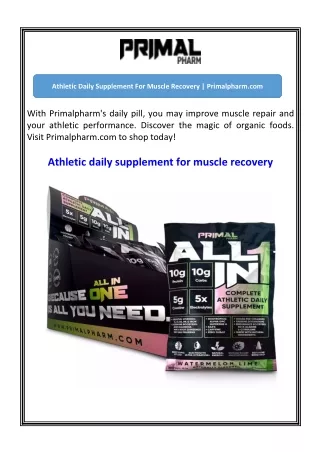 Athletic Daily Supplement For Muscle Recover Primalpharm.com