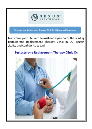 Testosterone Replacement Therapy Clinic Oc  Nexushealthspan.com