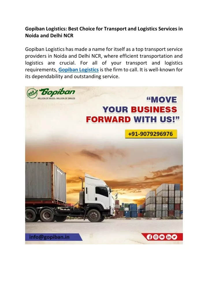 gopiban logistics best choice for transport