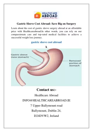 Gastric Sleeve Cost Abroad Save Big on Surgery