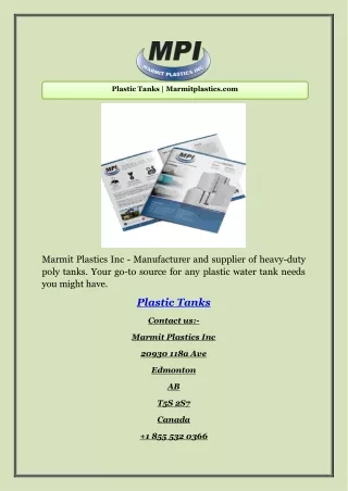 Plastic Tanks | Marmitplastics.com