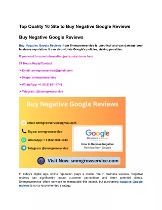 Top Quality 10 Site to Buy Negative Google Reviews