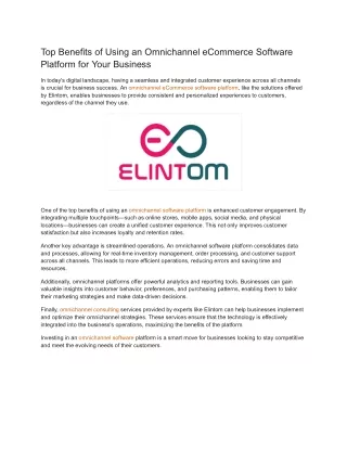 top benefits of using an omnichannel ecommerce