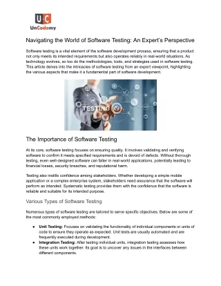 Navigating the World of Software Testing: An Expert’s Perspective