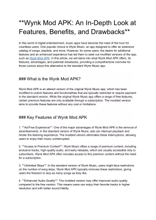 __Wynk Mod APK_ An In-Depth Look at Features, Benefits, and Drawbacks__
