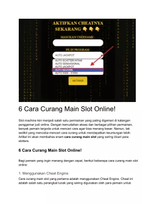 6 Cara Curang Main Slot Online!