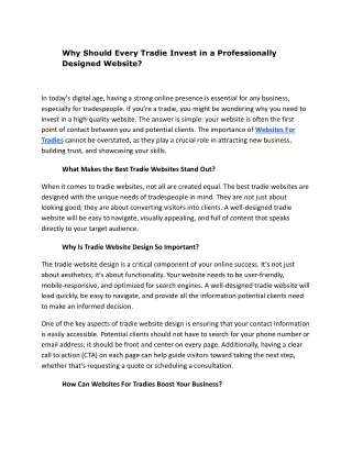 Why Should Every Tradie Invest in a Professionally Designed Website