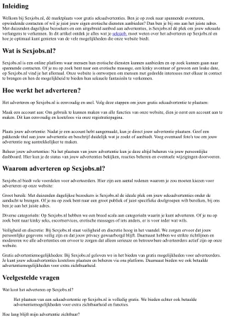 Gratis Seksadvertenties: Adverteer Nu Op Sexjobs.nl