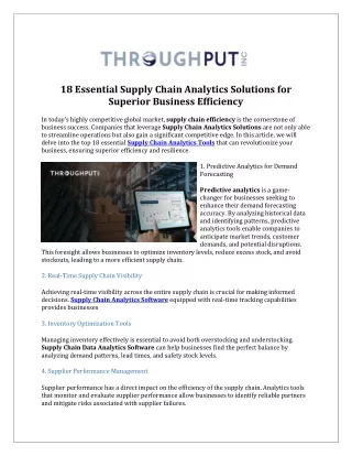 18 Essential Supply Chain Analytics Solutions for Superior Business Efficiency