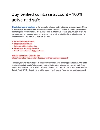 Buy verified coinbase account - 100% active and safe