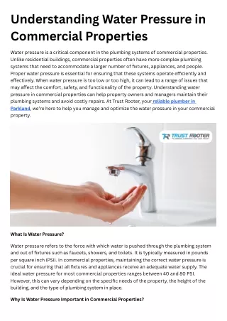 Understanding Water Pressure In Commercial Properties