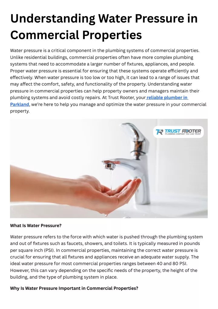 understanding water pressure in commercial