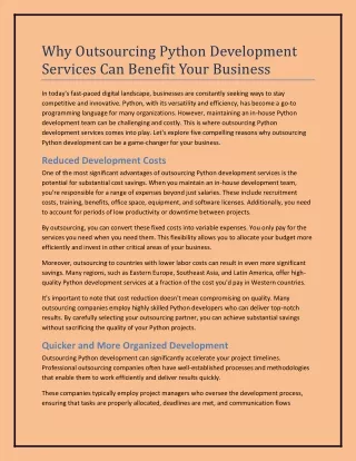Why Outsourcing Python Development Services Can Benefit Your Business