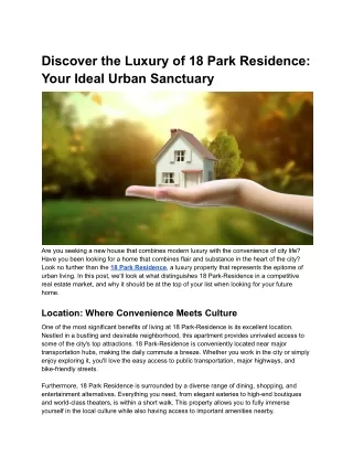 Discover the Luxury of 18 Park Residence_ Your Ideal Urban Sanctuary
