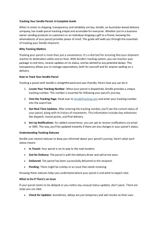 Tracking Your Sendle Parcel